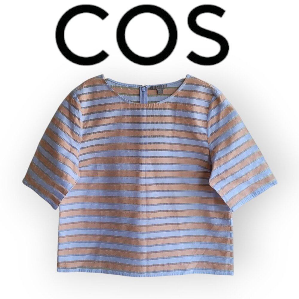 COS Blue and Tan Striped Blouse
